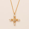 Baroque Pearl Cross Pendant Necklace - Gold [HMMDC9JA]