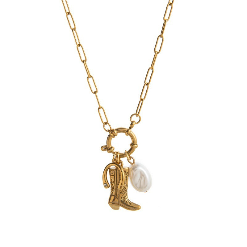 Dainty Charm Pendant Necklace - Boot U-Shape Necklace [J2XBSEPX]