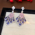 Maelee Zircon Feather Drop Earrings - Silver Post Silver Purple [8L4Y2QZ7]