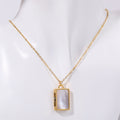 Butterfly Shell Locket Necklace - Gold White Shell - Rectangle [L4UN1WJV]