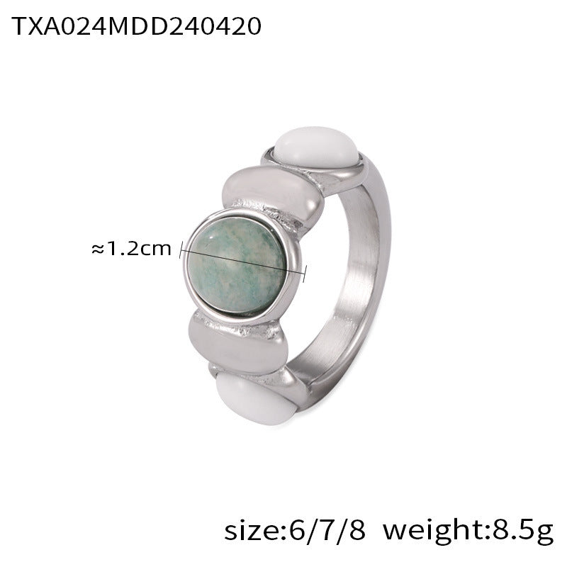 Zo Oval Stone Jewelry Set - Steel Ring - Size 8 [RC44UWZG]