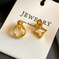 Geometric Asymmetrical Gold Drop Earrings - Main Image Style [IK0UPC6H]