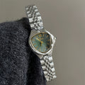 Minimalist Round Dial Bracelet Watch - Silver with Green Dial [OE5TJAGS]