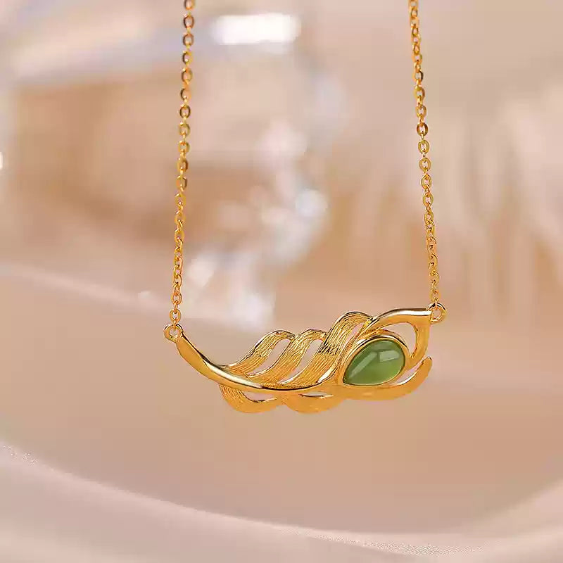 Lia Jade Leaf Pendant Necklace