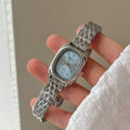 Daisy Dial Bracelet Watch - Silver Strap Blue Dial Small Square [0JXMET7X]