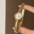 Round Dial Bracelet Watch - Gold Band White Dial [FYLSGYMN]