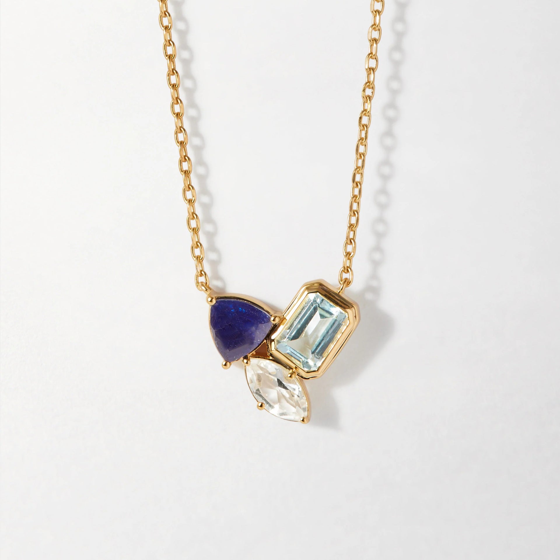 Dainty Teardrop Pendant Necklace - Three Zircon Necklace [YG2A0YLT]