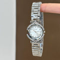 Faceted Glass Dial Watch - Silver Band White Dial (Steel Strap) [E197V8C8]