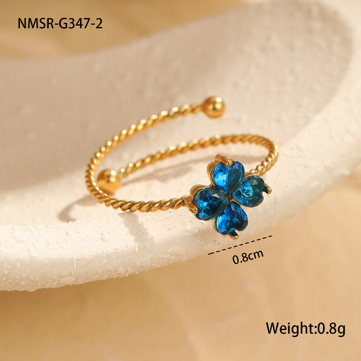 Lilou Clover Charm Ring - Blue [SS4VRART]