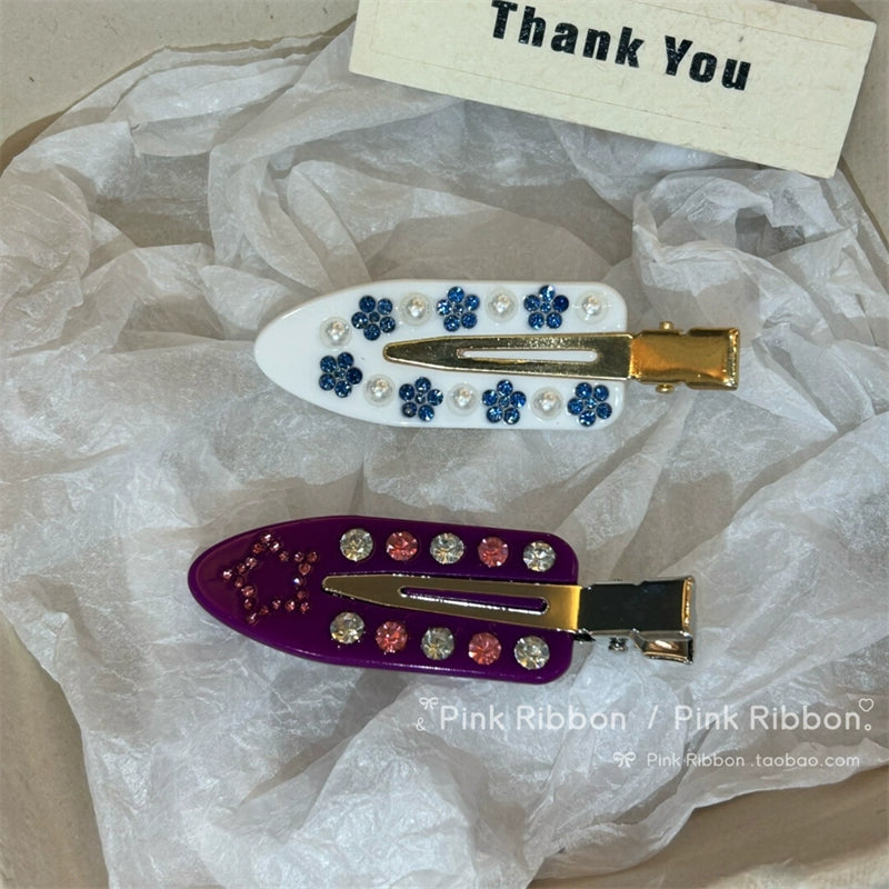 Malika Acetate Hair Clip - Purple Star + Blue Flower