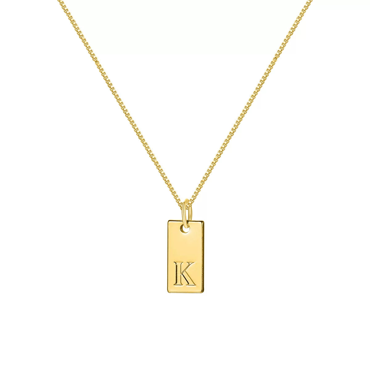 Initial Pendant Box Chain Necklace - Style K [VOT2RUPB]