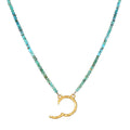 Mini Elephant Pendant Necklace - Green Stone Adjustable Ring [0IMC1064]
