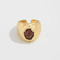 Kaleena Gemstone Open Ring - Brown