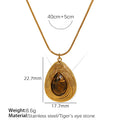 Rhema Gold Tone Stone Set - Tiger Eye Stone Gold Necklace [N8XTHVBV]