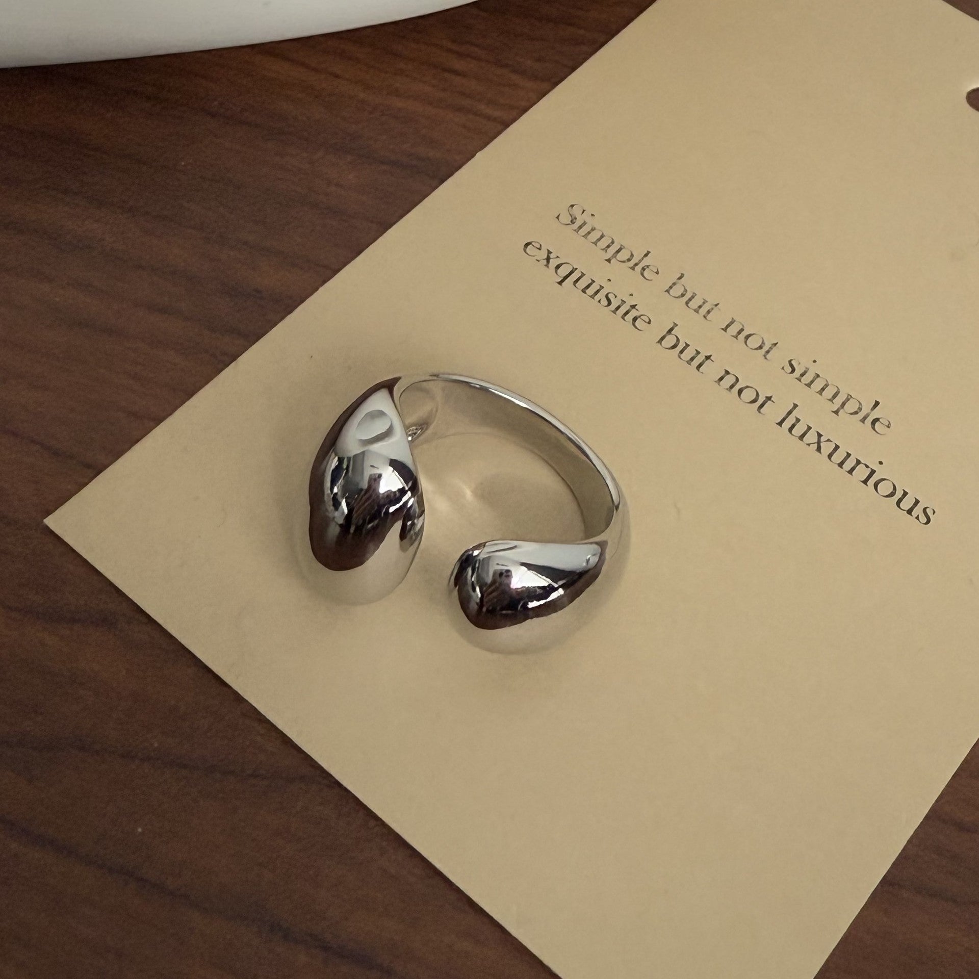 Keaton Sculptural Open Ring - Silver Large & Small Oval Ring [I1E8O0F1]