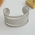Hollow Letter D Cuff Bracelet - Wide Titanium Steel Silver [OFNSXSFZ]
