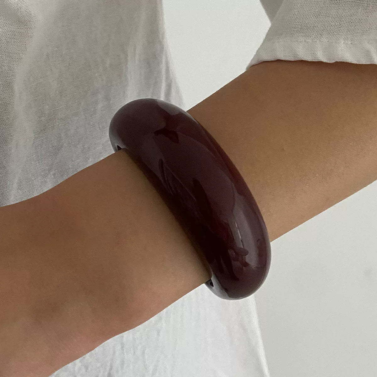 Vintage Glossy Square Bangle - Burgundy [O60BKXY5]
