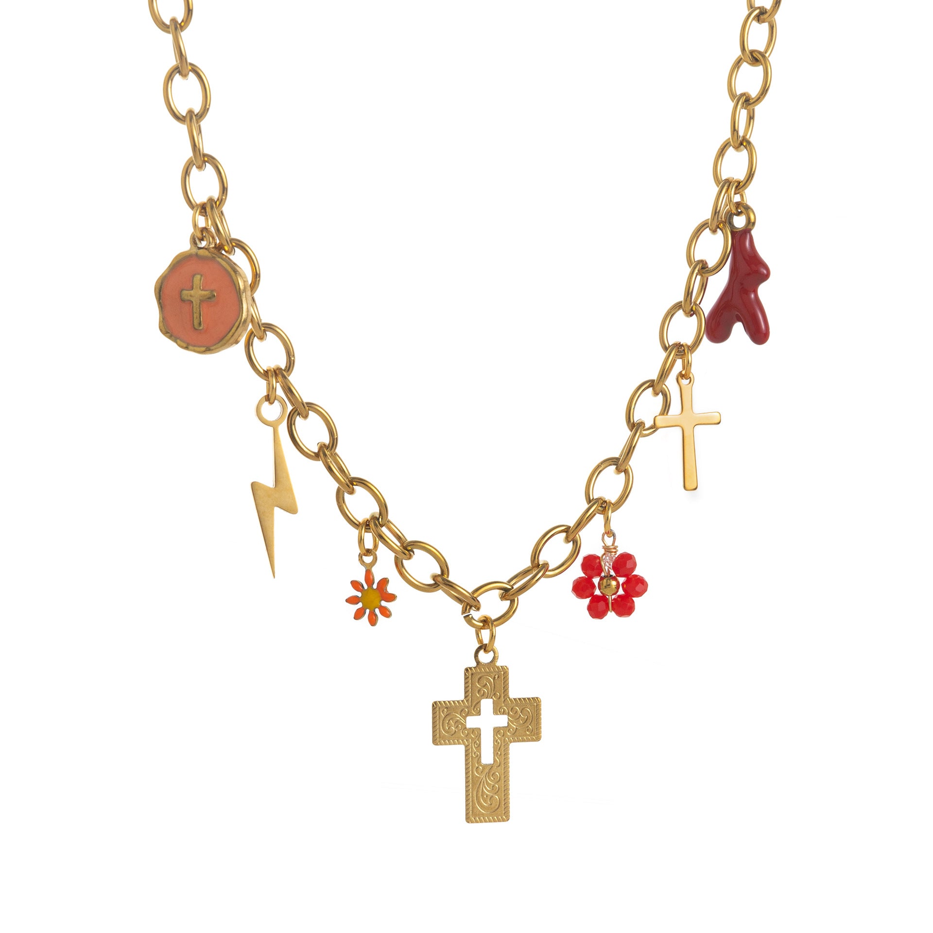 Dainty Fruit Pendant Necklace - Red Cross Necklace [RXL6RIOP]