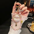 Crystal Fortune Cat Phone Charm - Pink Bead Pink Fortune Cat [P093HY46]