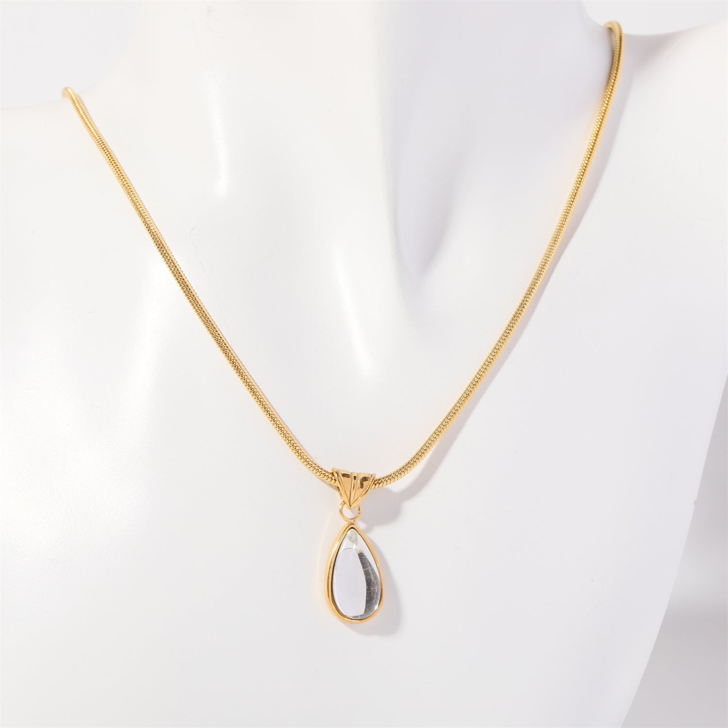 Layered Water Drop Pendant Necklace - April [5NQSSTYX]