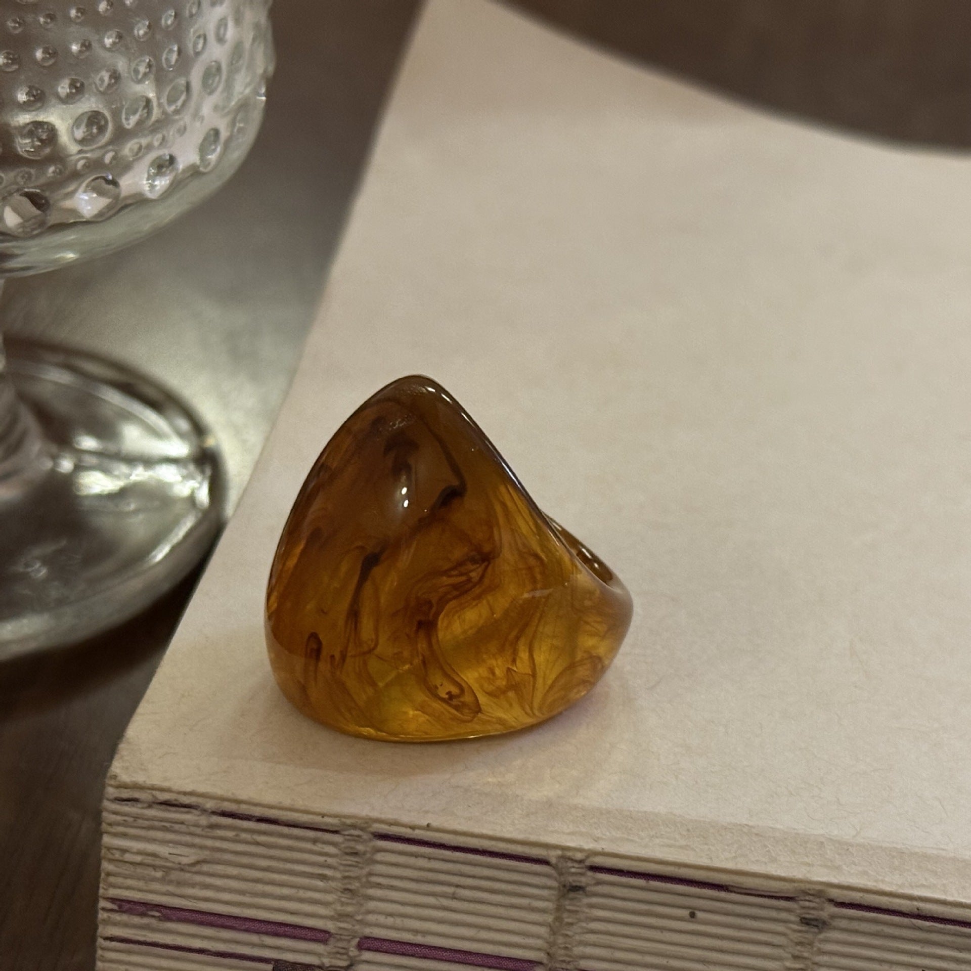 Mercy Zircon Lace Ring - Amber High Dome Ring [XN7N8UCG]