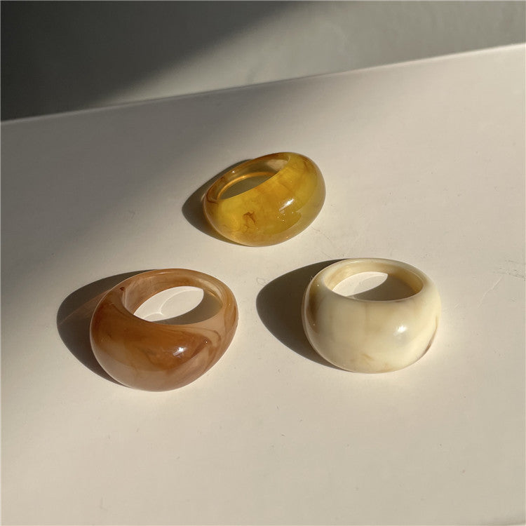 Ainslee Stackable Resin Ring Set - Tortoiseshell Three-Piece Set [GTJ1V4I6]