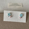 Charleston Star Pearl Earrings - Blue Five-Pointed Star Earrings [106X1SP4]