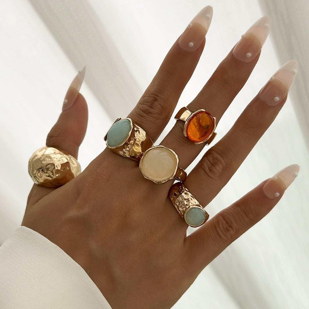 Anela Sculpted Acrylic Ring - Light Gold [ZZAS2H6U]