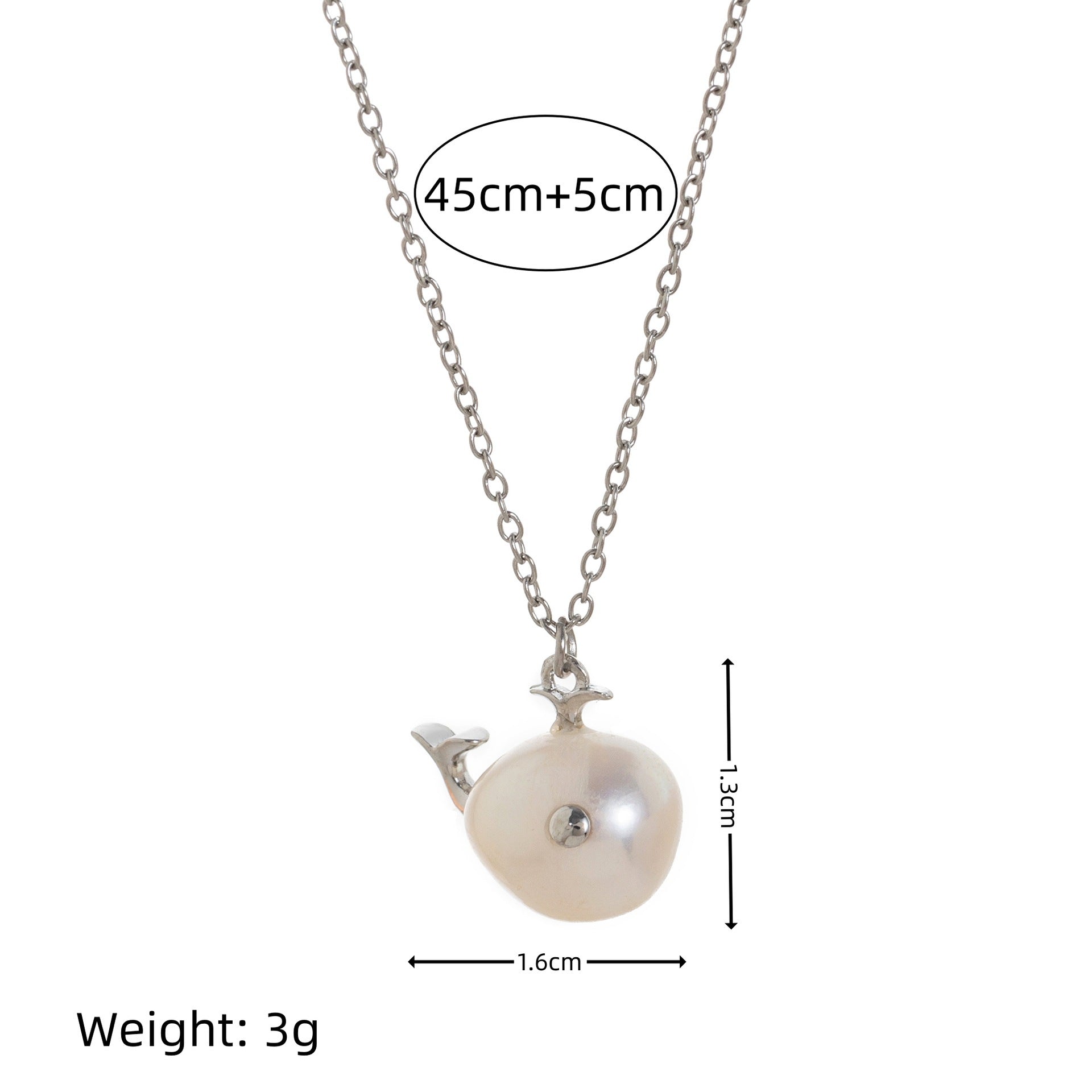 Baroque Pearl Fish Pendant Necklace - Silver Goldfish [G4W3SEIV]