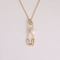 Pearl Pin Chain Necklace - Gold Necklace with Freshwater Pearl [78U4N1LZ]