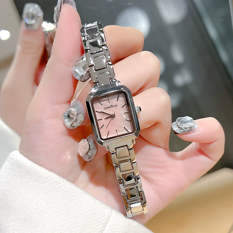 Mother-of-Pearl Square Bracelet Watch - Rouge Pink (with Bracelet & Gift Box) [N9ADVTOV]