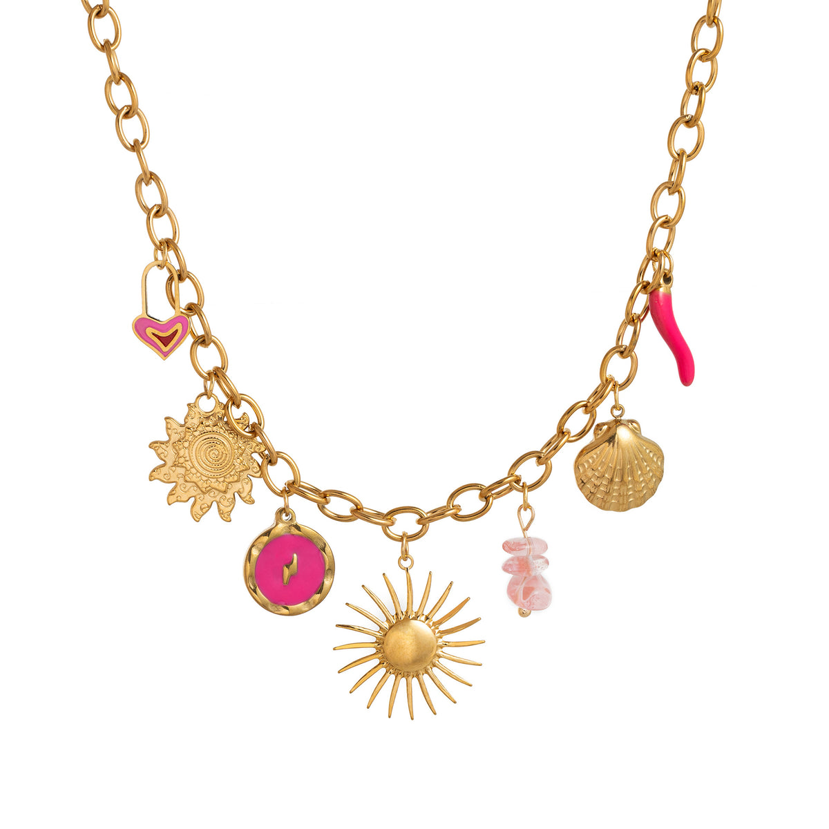 Dainty Fruit Pendant Necklace - Pink Sun Necklace [DB1RGPJJ]