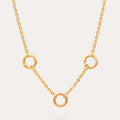 Geometric Charm Chain Necklace - O-Chain + 3 Beads Ring [QI7QD3LG]