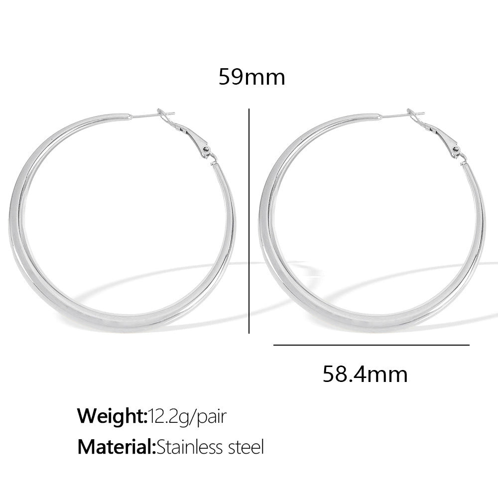 Rivka Statement Hoop Earrings - Silver 6CM Hoop Earrings [BH8KCHX6]