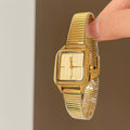 Retro Square Dial Metal Watch - Gold Band / Gold Face [OOM7EORH]