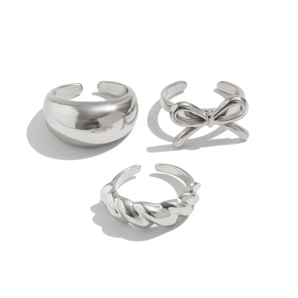 Aislin Delicate Butterfly Ring Set - Silver