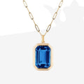 Symphony Square Zircon Necklace - Blue [7M0HJHMW]