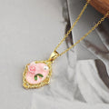 Vihana Retro Floral Pearl Necklace - Pink [YX7PMNLO]