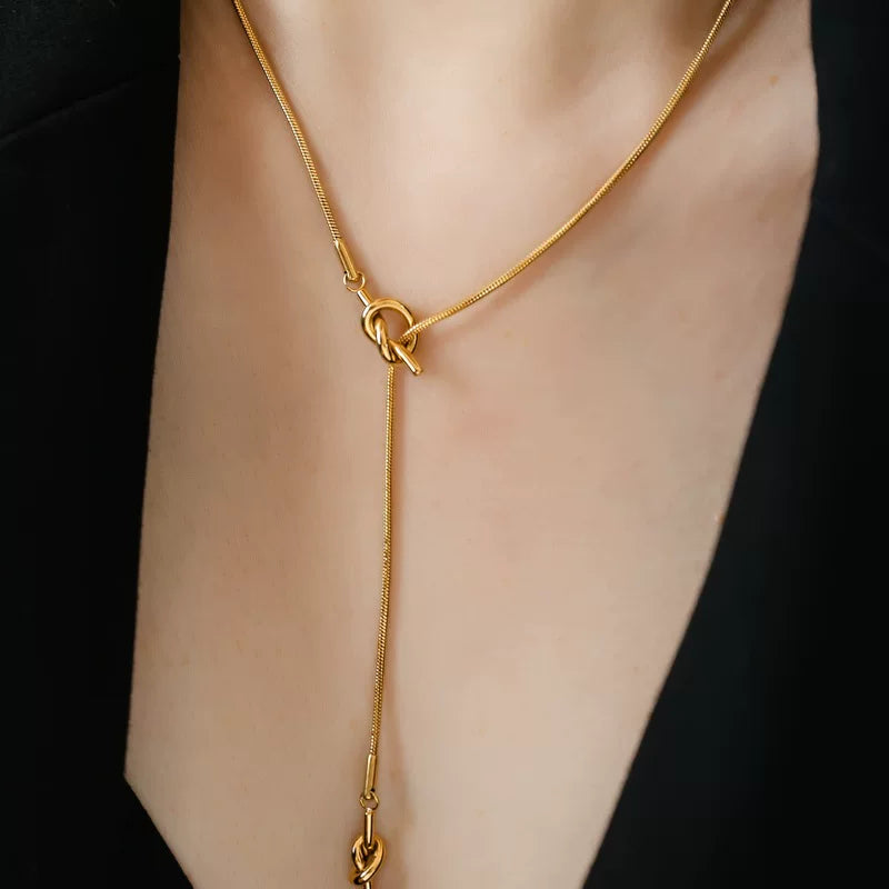 Minimalist Knot Drawstring Necklace - Gold [48L9AQOS]