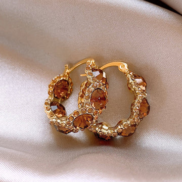 Aza Vintage Gold-Plated Rhinestone Earrings