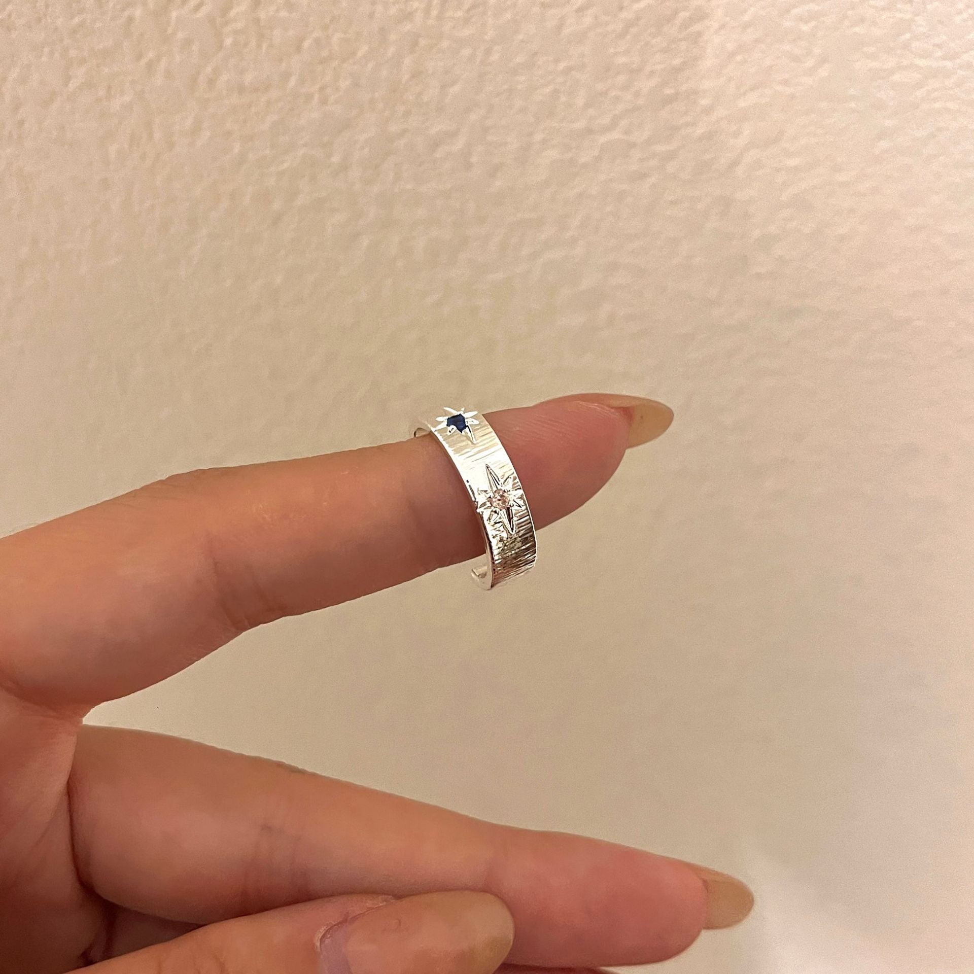 Taina Dainty Zircon Open Ring - Gold Tone with Blue Zircon [QAT5FO05]