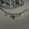 Vintage Heart Pendant Bracelet Watch - Silver Band with Black Dial [A5125XVN]