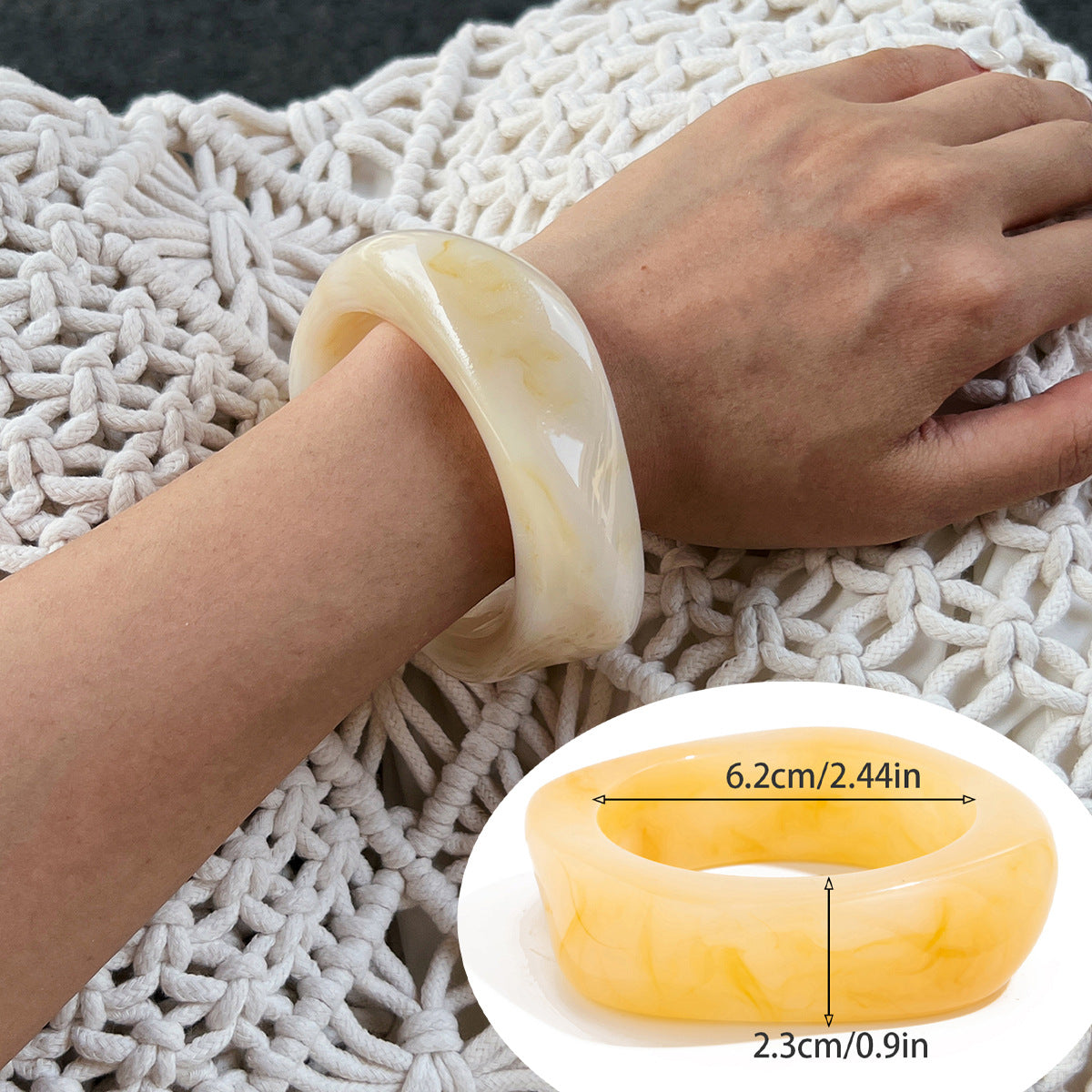 Khali Irregular Smudged Bangle - Cream Yellow [INZUA5P1]