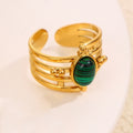 Leeba Layered Stone Open Ring - Green [WME9I804]