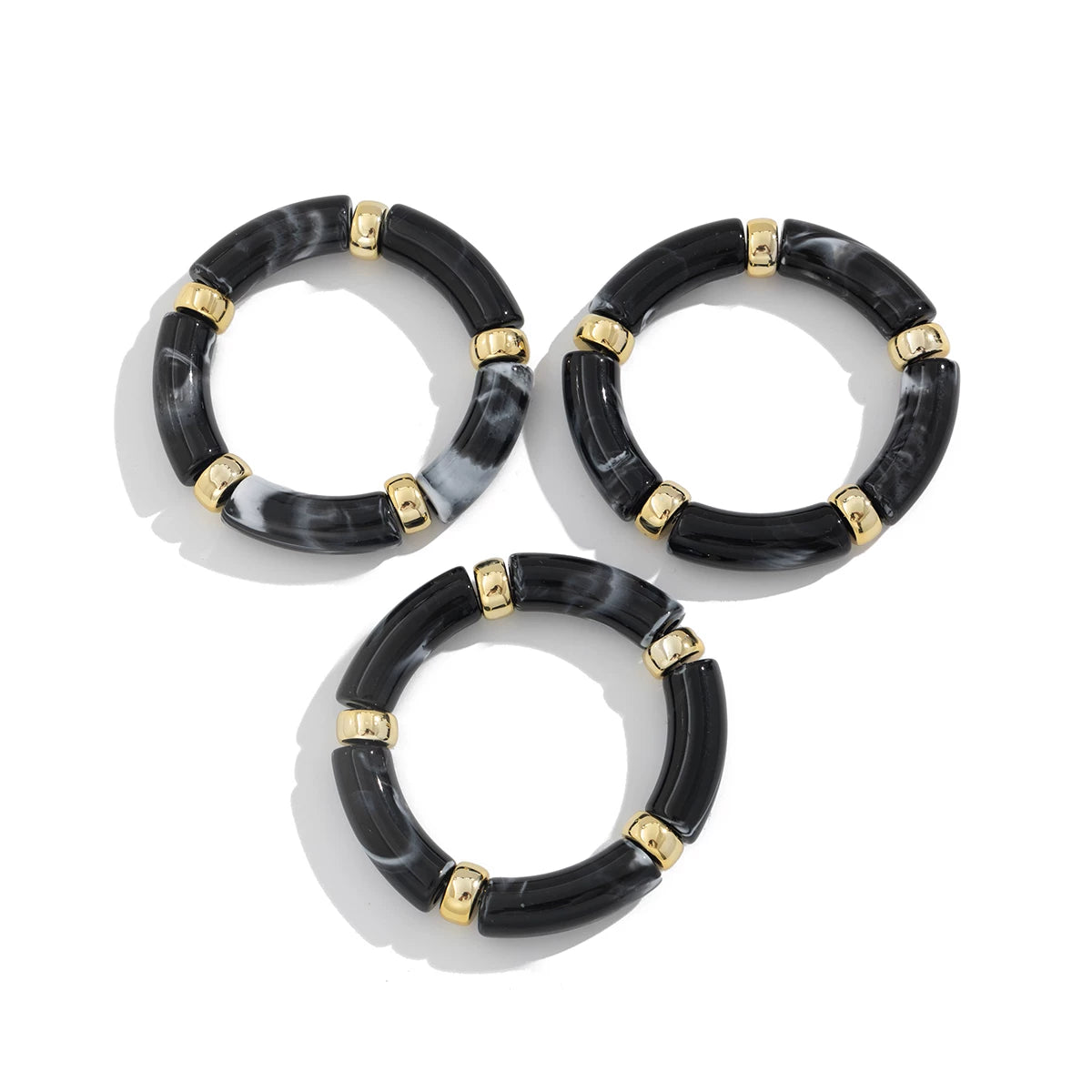 Curved Tube Bracelet Set - Black [GHF6JZGU]