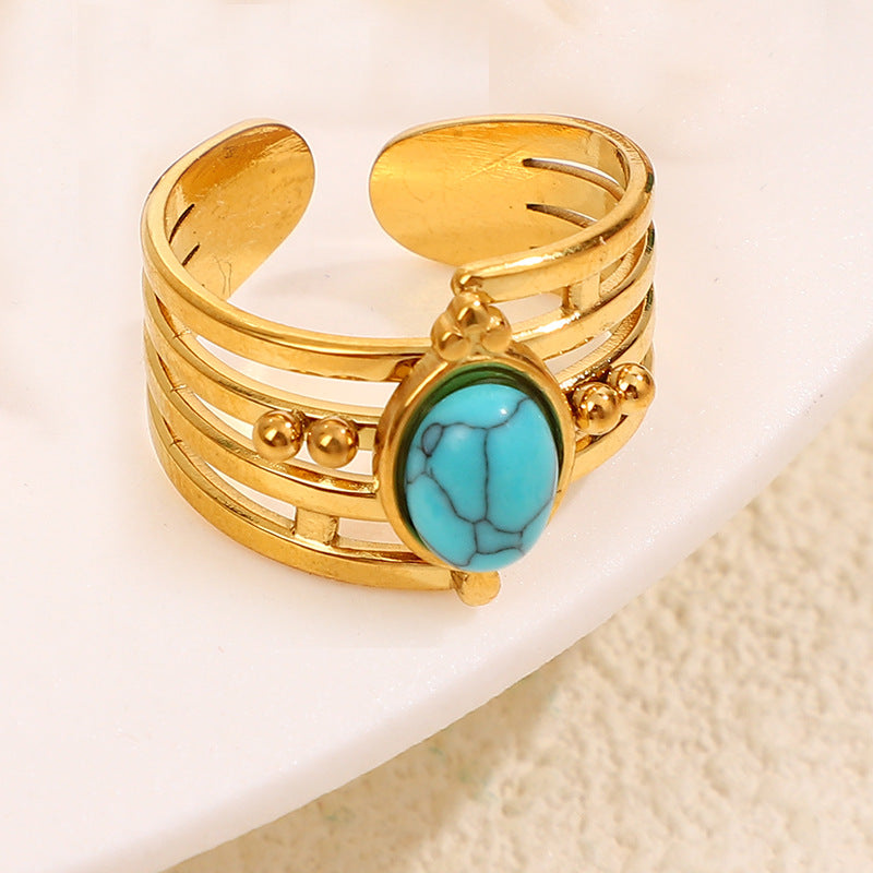 Leeba Layered Stone Open Ring - Blue [5PG1EIZF]