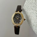 Compact Round Dial Faux Leather Watch - Coffee [XQEB3MX6]