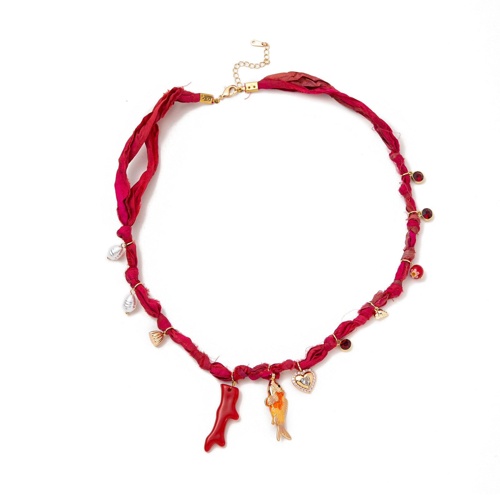 Seaside Charm Pendant Necklace - Red Necklace [9FNEIOVH]