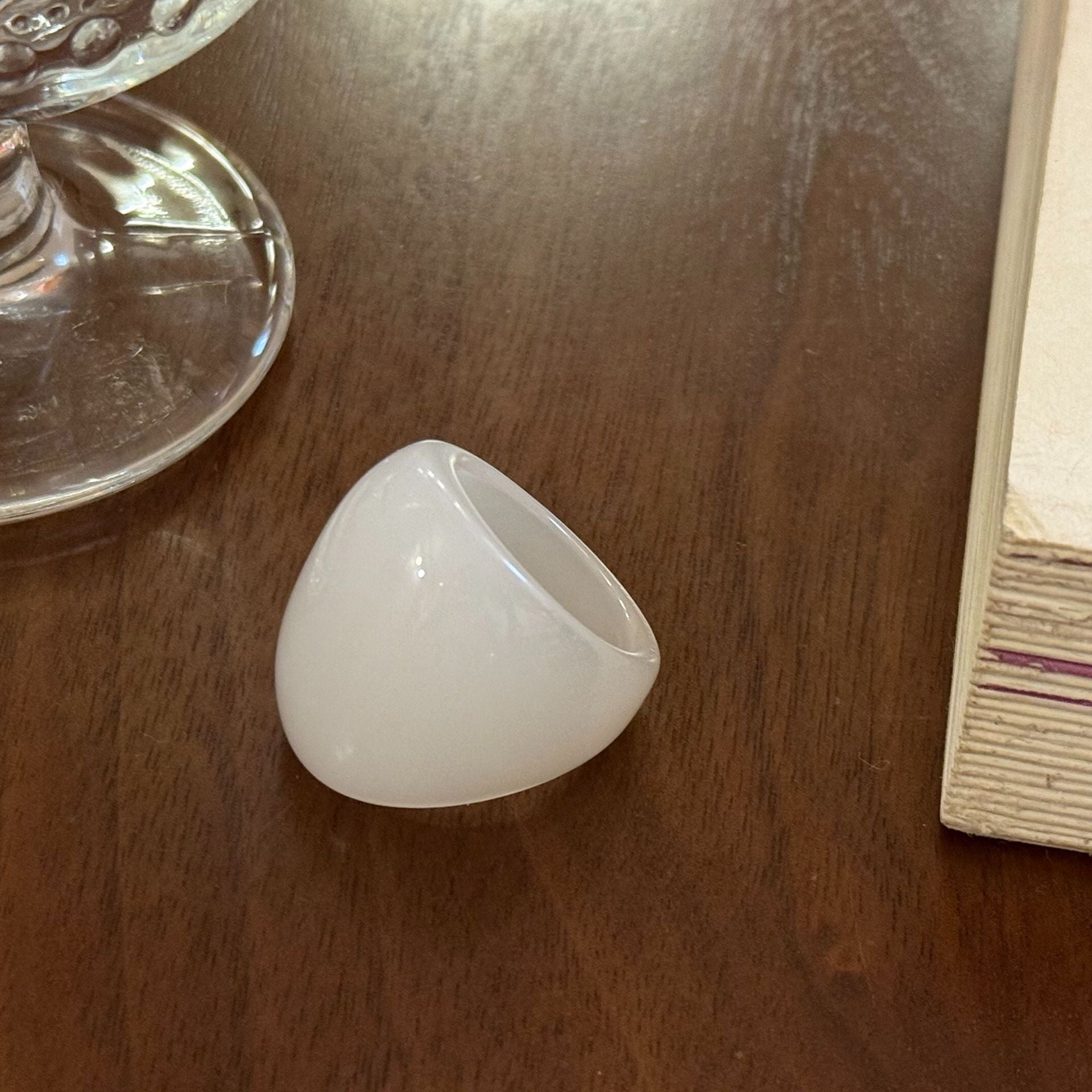 Mercy Zircon Lace Ring - Jelly White High Dome Ring [2KTKTD94]