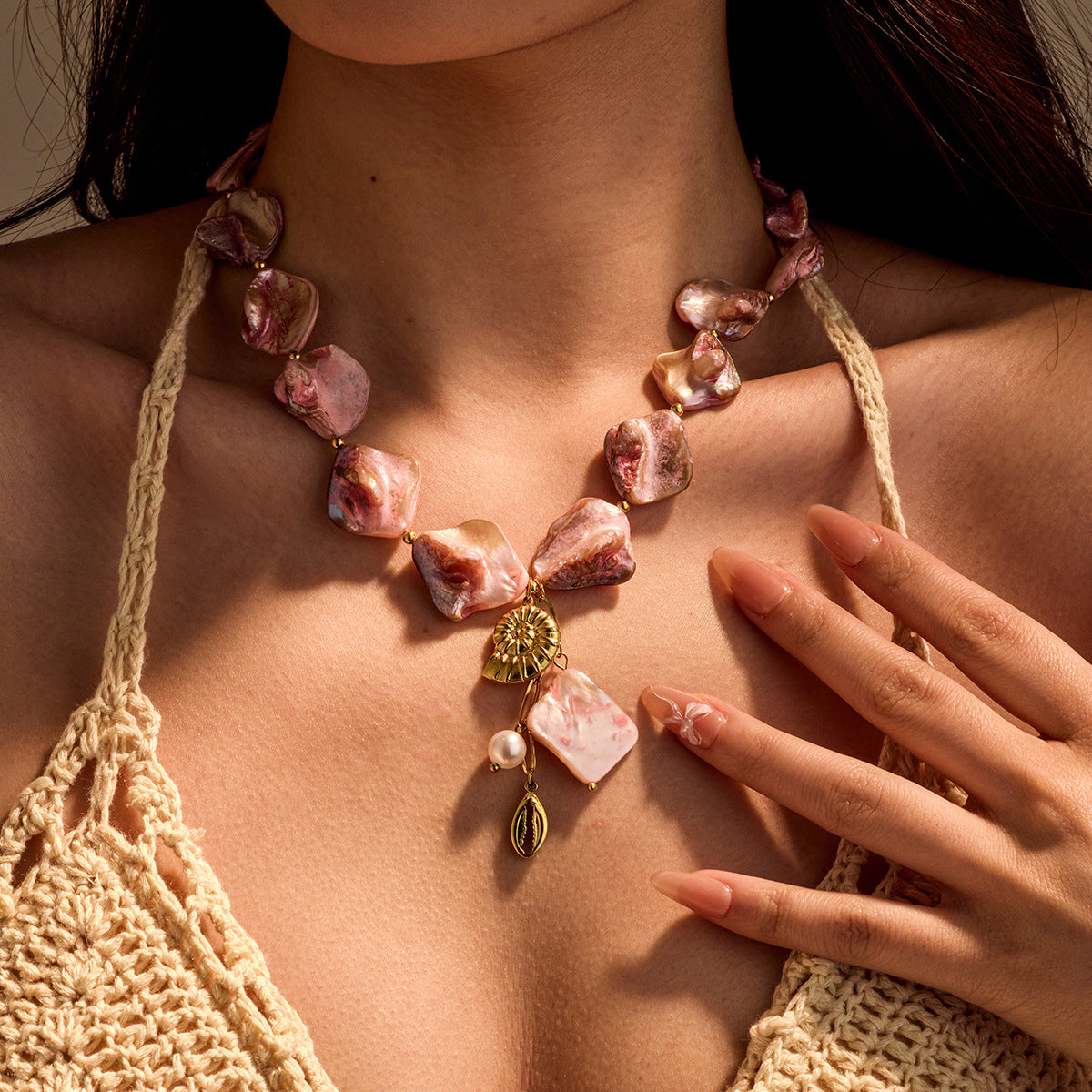 Saori Pink Shell Necklace